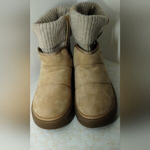 Zara Tan Suede Ankle Boots with Knit Cuffs Size (Eur 40- US 8)